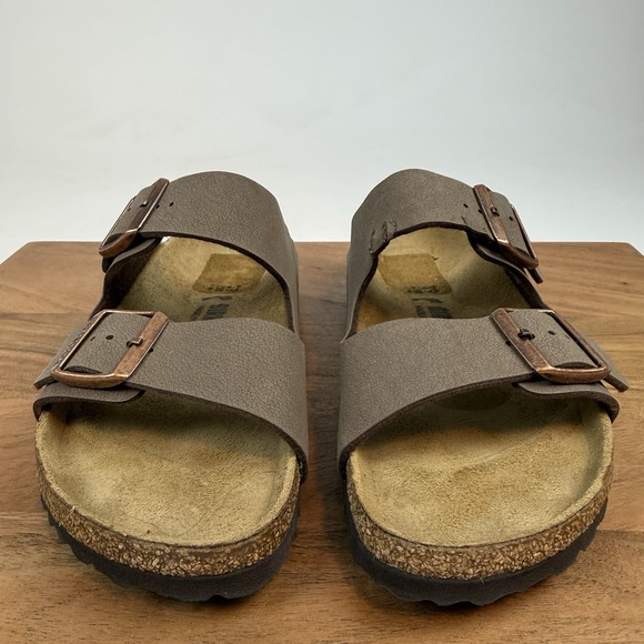 New NWOB Womens Birkenstock Arizona Brown Leather Comfort Slides Sandals Size 39 - Picture 3 of 11